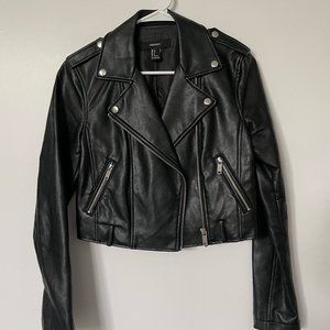 Vegan Leather cropped Biker Jacket NWOT
